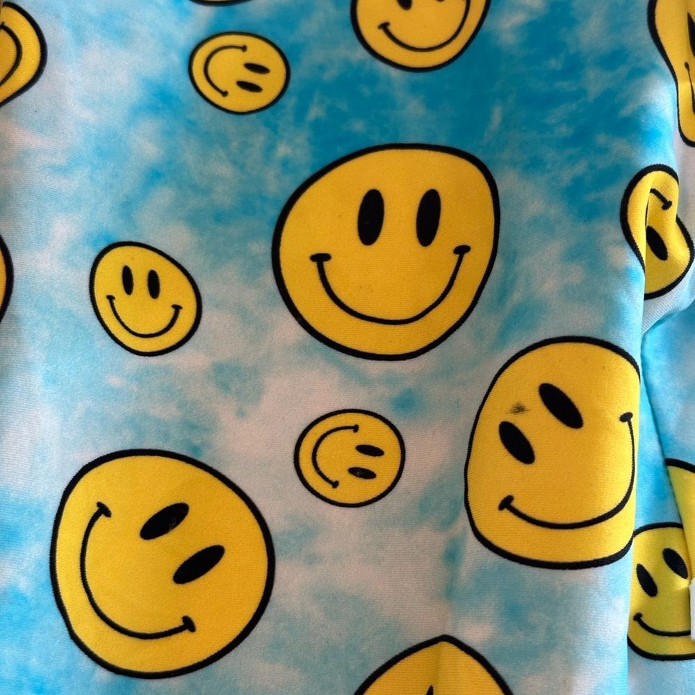 Posh Peanut Blue and Yellow Smiley Face Toddler Girl’s 18-24M Swimsuit - Picture 4 of 7